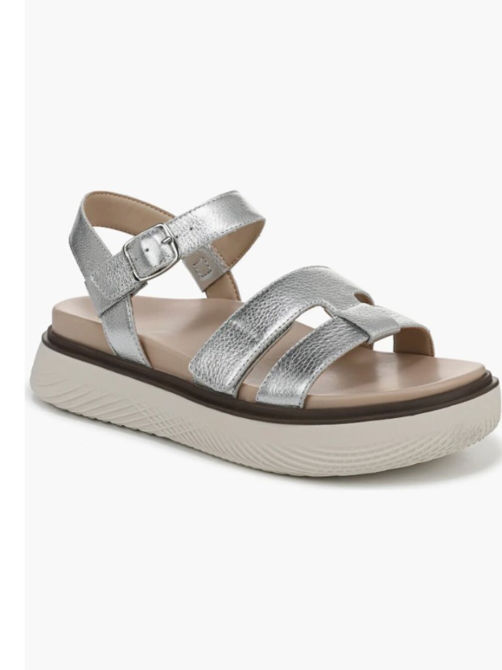 NEW VIONIC $135 Solana Metallic Platform Sandal  Silver